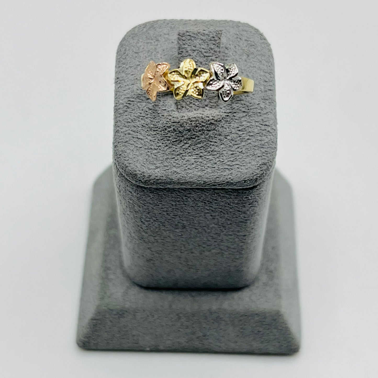 10k Gold Tri-Color Multi- Hibiscus Ring