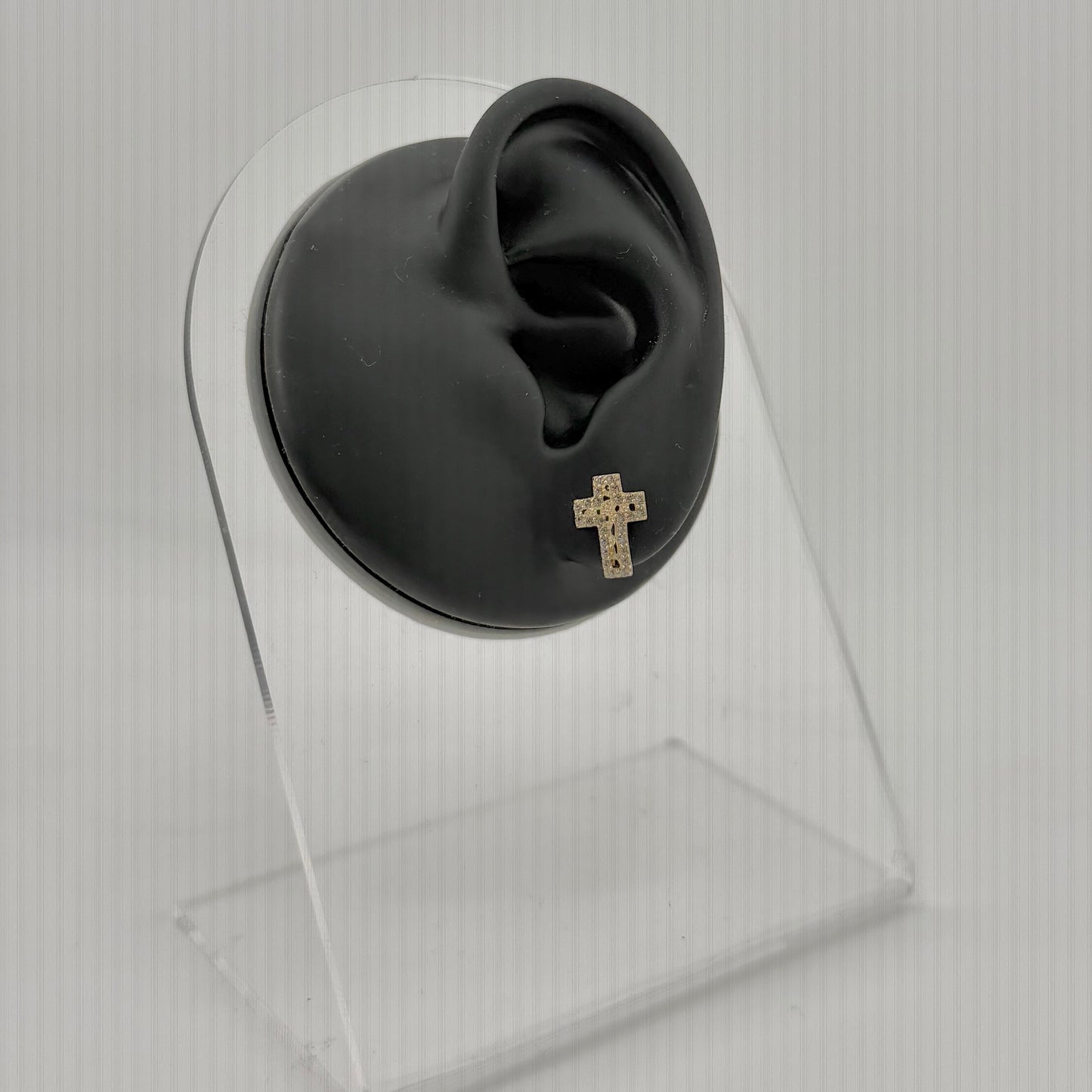 10k Gold Nugget CZ Cross Earrings (S)