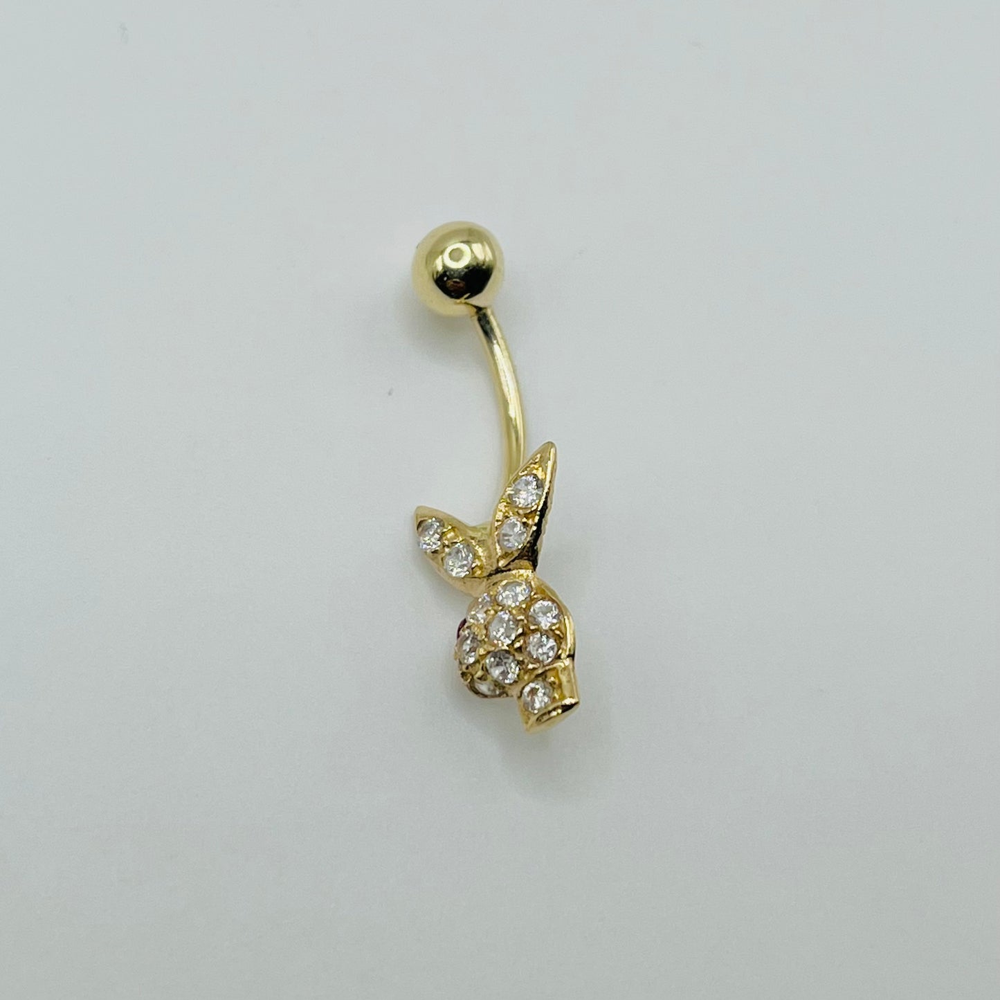 14k Gold Cz Bunny Belly Ring