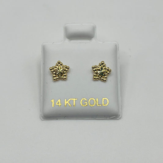14k Gold Fancy Star Baby Earrings