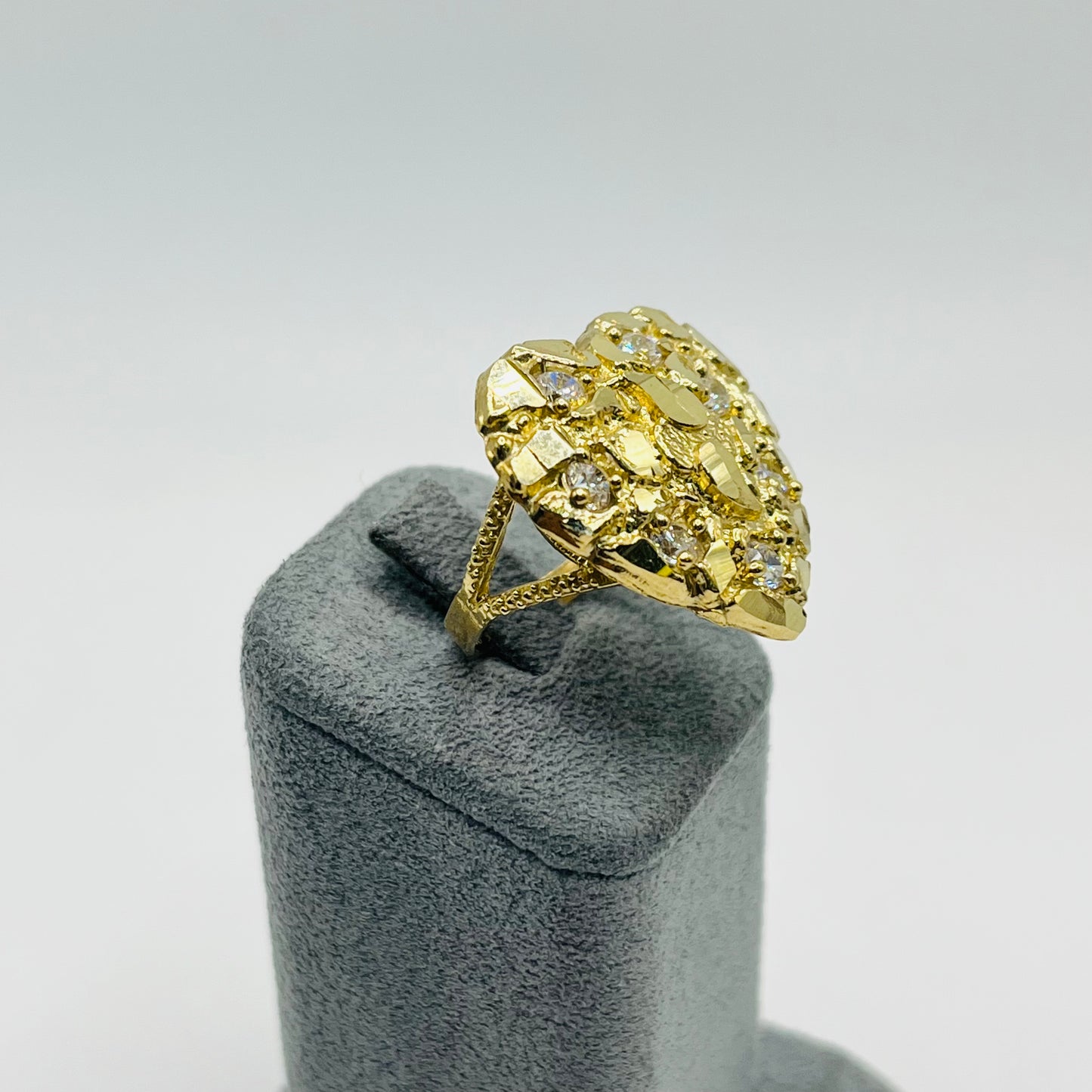 10k Gold XL CZ Heart Nugget Ring