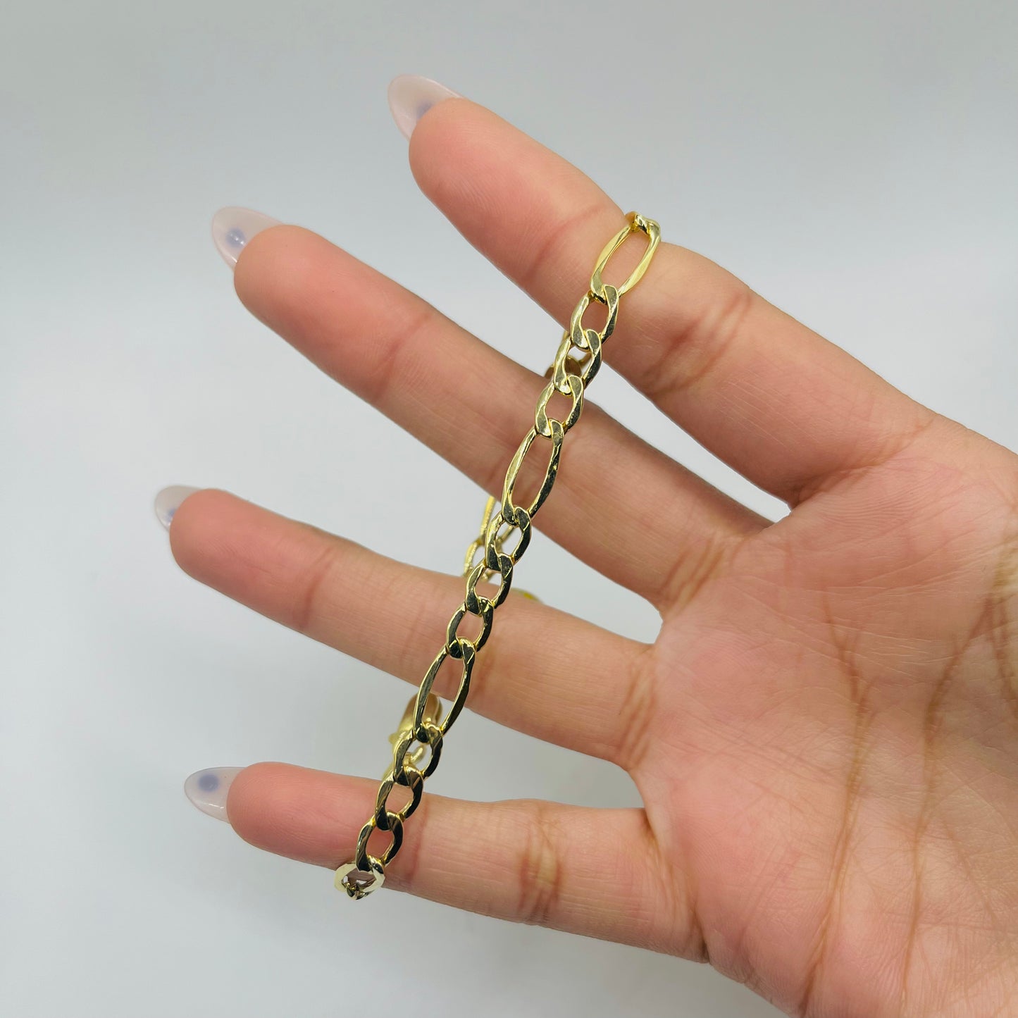 14K Gold 5.5mm Hollow Figaro Bracelet