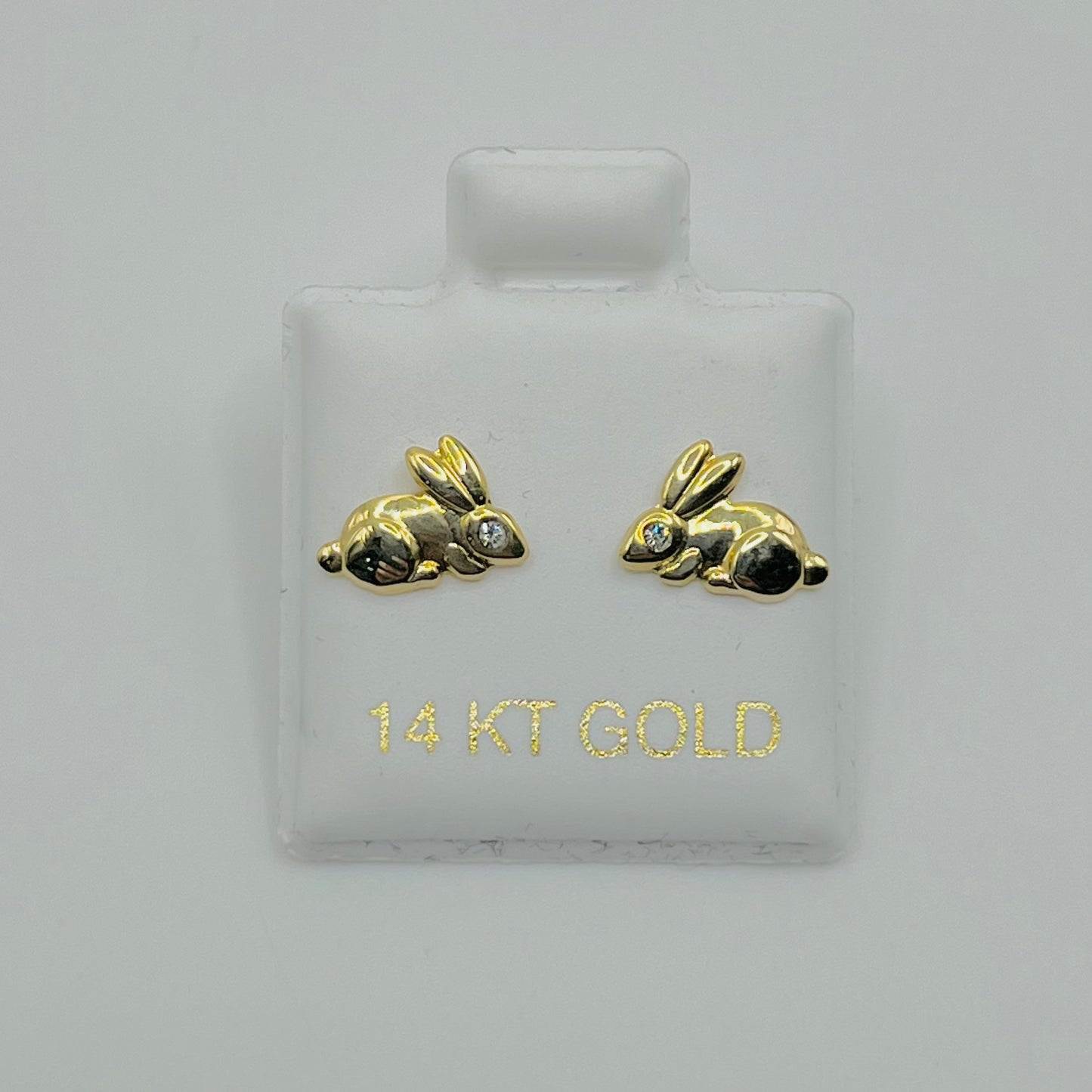 14k Gold Bunny Screwback Earrings
