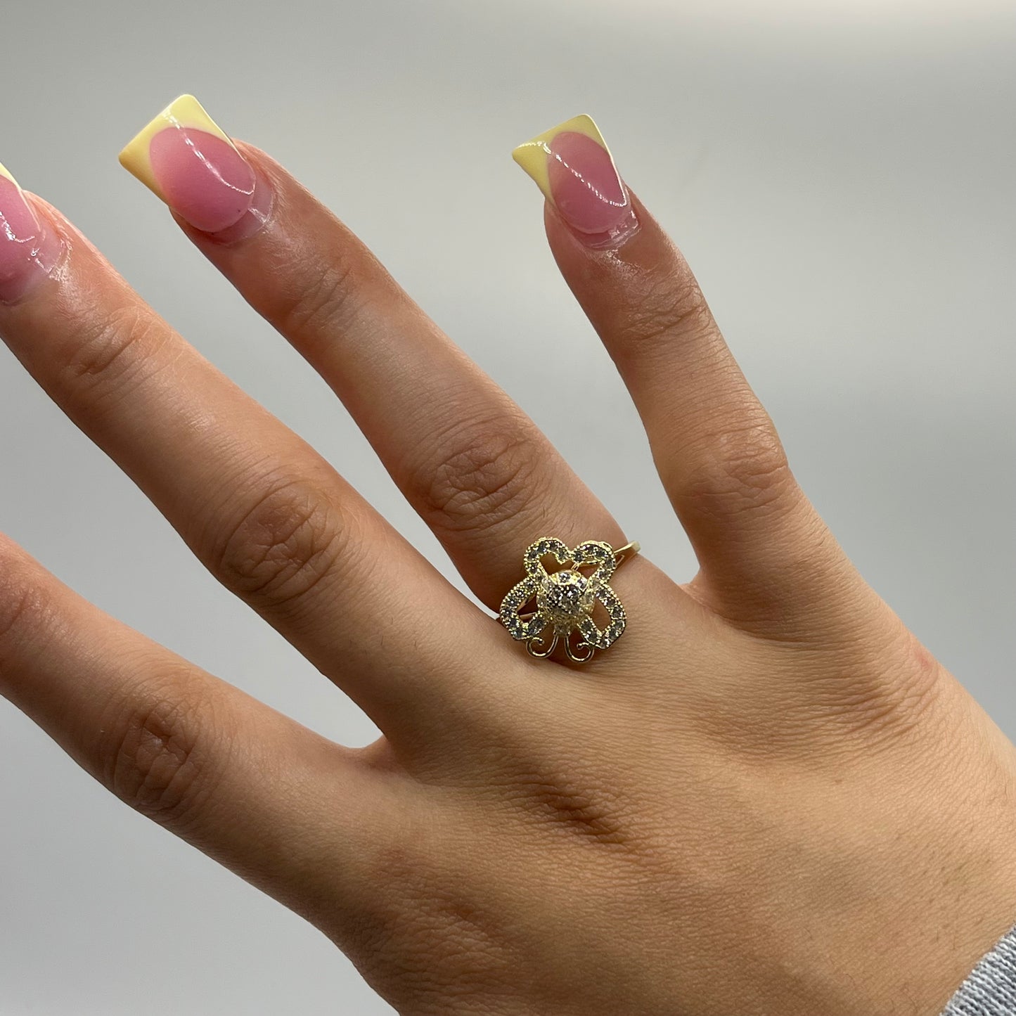 10k Gold CZ Butterfly Spinning Ring