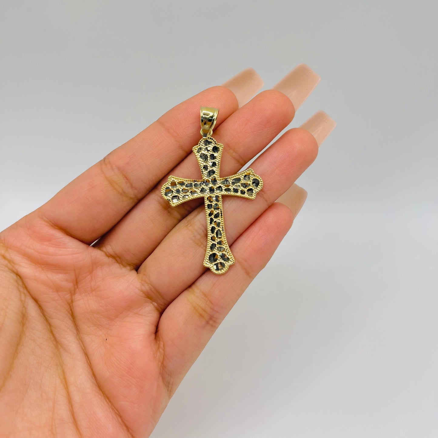 10k Gold Sol Nugget Cross Pendant (M)