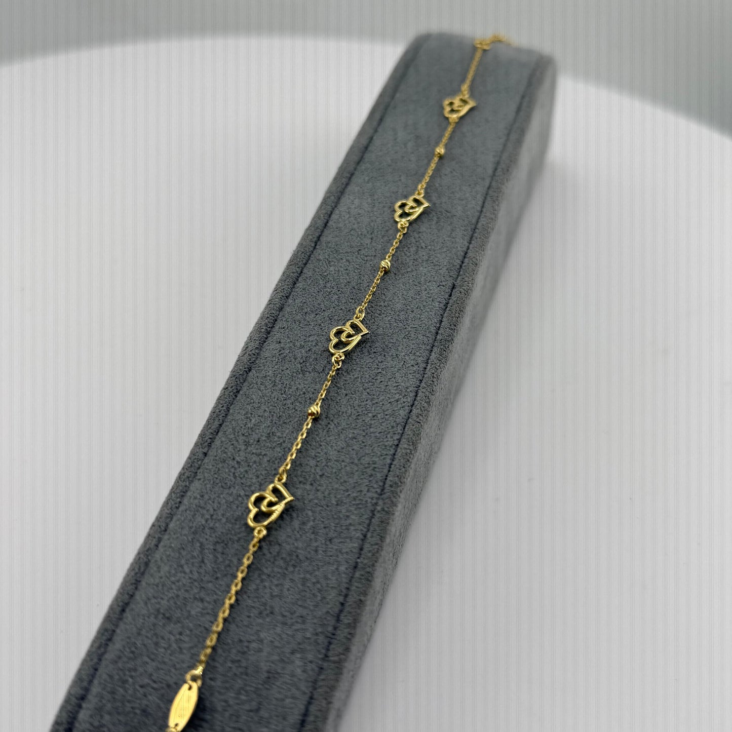 10k Gold Designer Bracelet - Double Heart