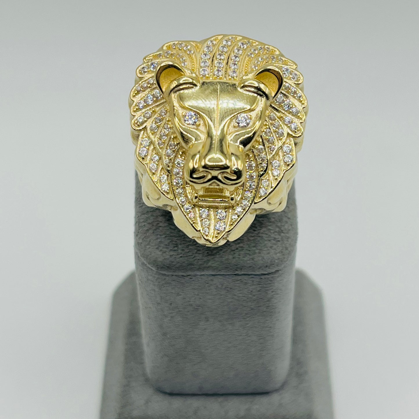10K Gold Cz Lions Head Lightweight Ring (L)