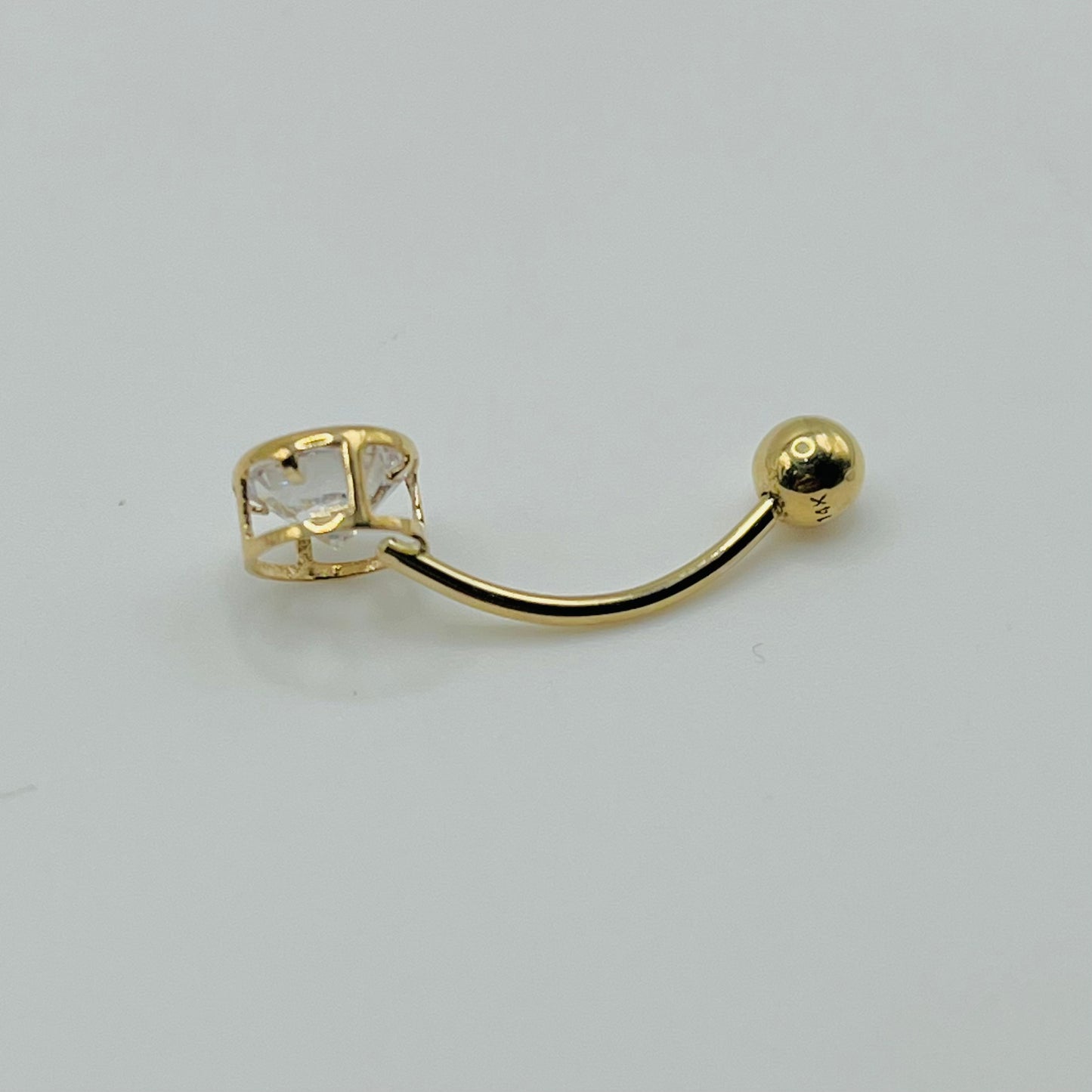 14k Gold Round Cz Belly Ring