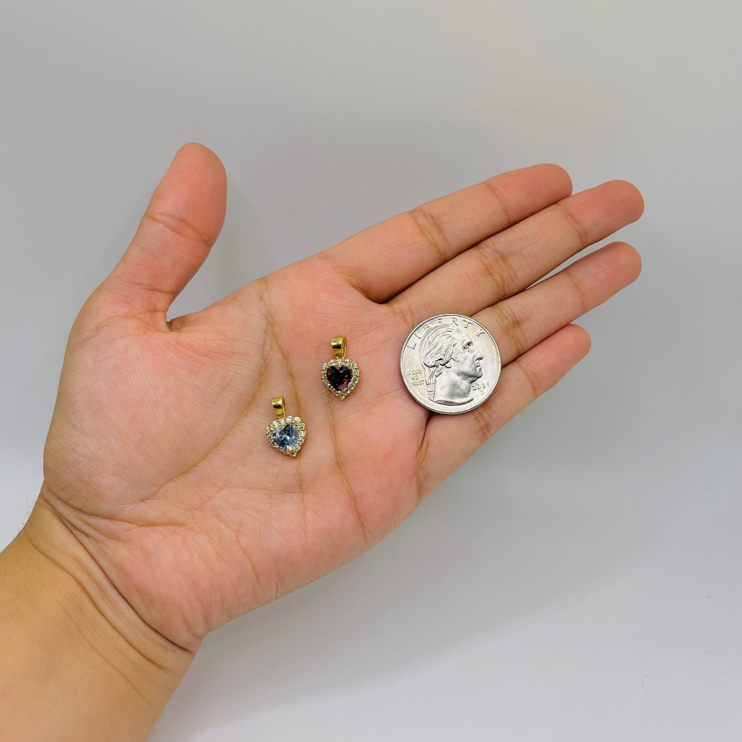 10k Gold CZ Heart Birthstone Charm