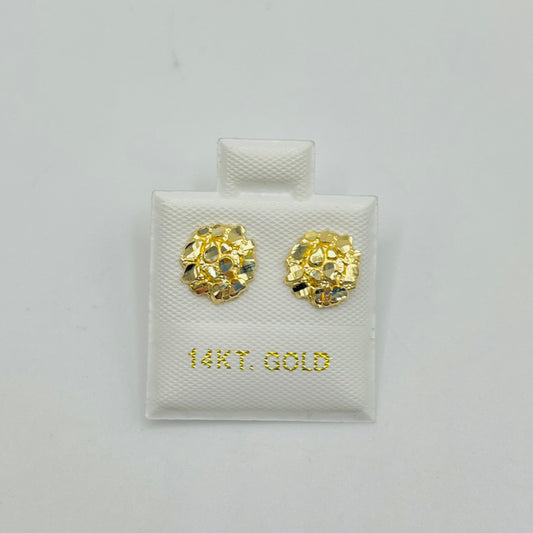 14K Round Nugget Earrings (Extra Small)