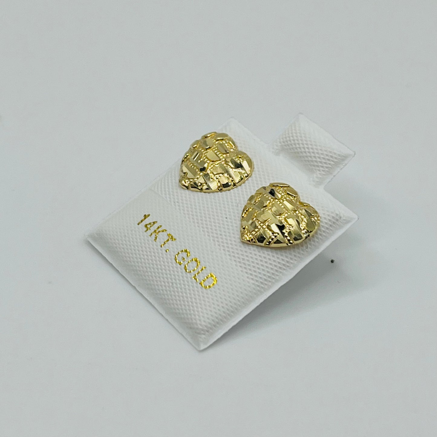 14K Gold Small Domed Heart Nugget Earrings (8mm)
