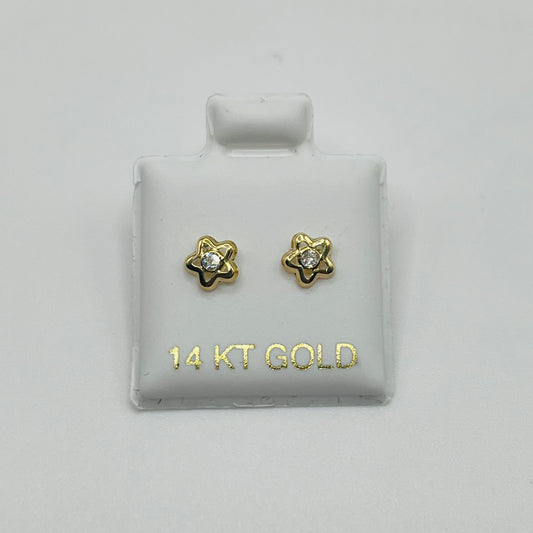 14k Gold Elegant Star Baby Earrings