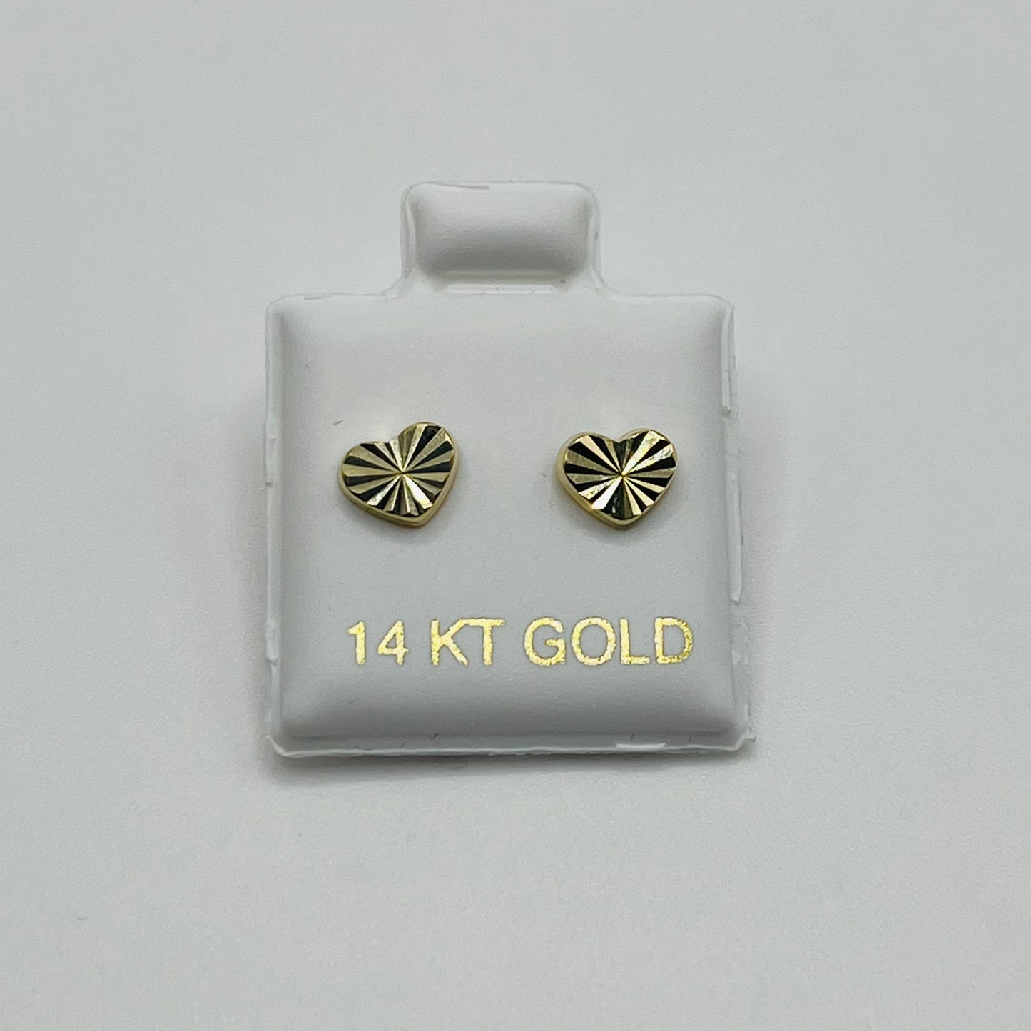 14k Gold Mirror Cut Heart Baby Earrings