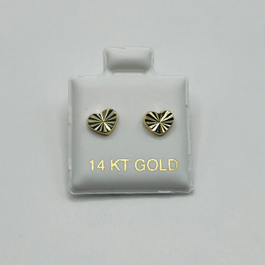 14k Gold Mirror Cut Heart Baby Earrings