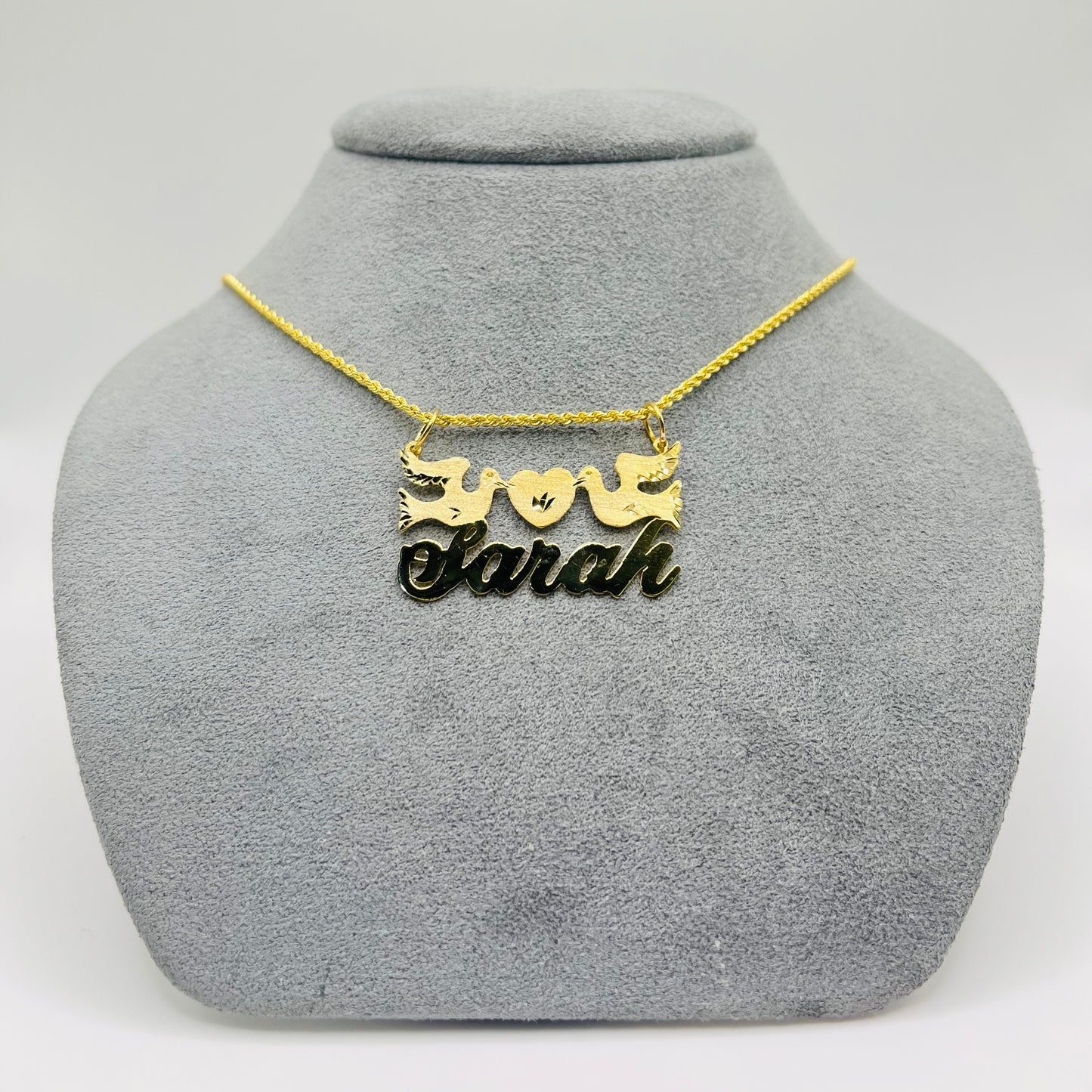 10K Gold Peace and Love Custom Nameplate