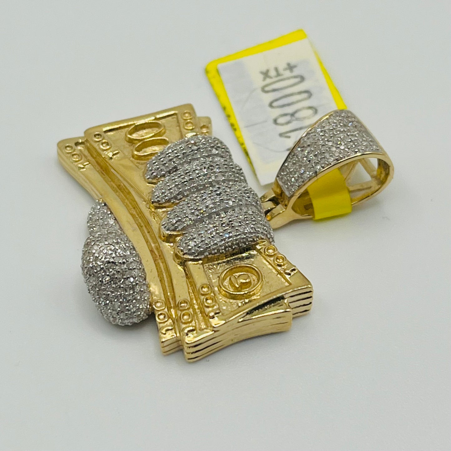 10k Gold Natural Diamond Hand Stack Money Charm