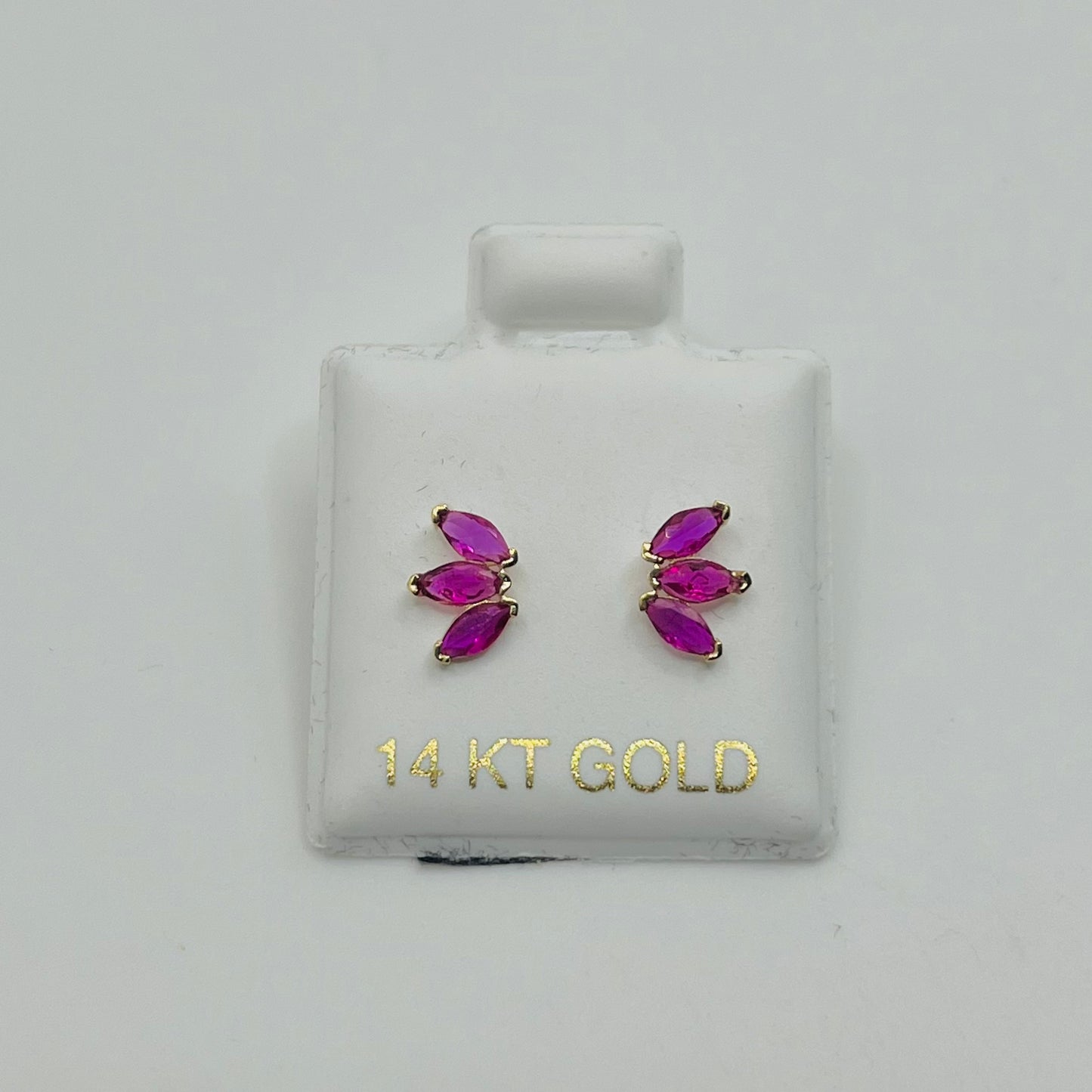 14k Gold 3 Beaded Stone Screwback Earrings