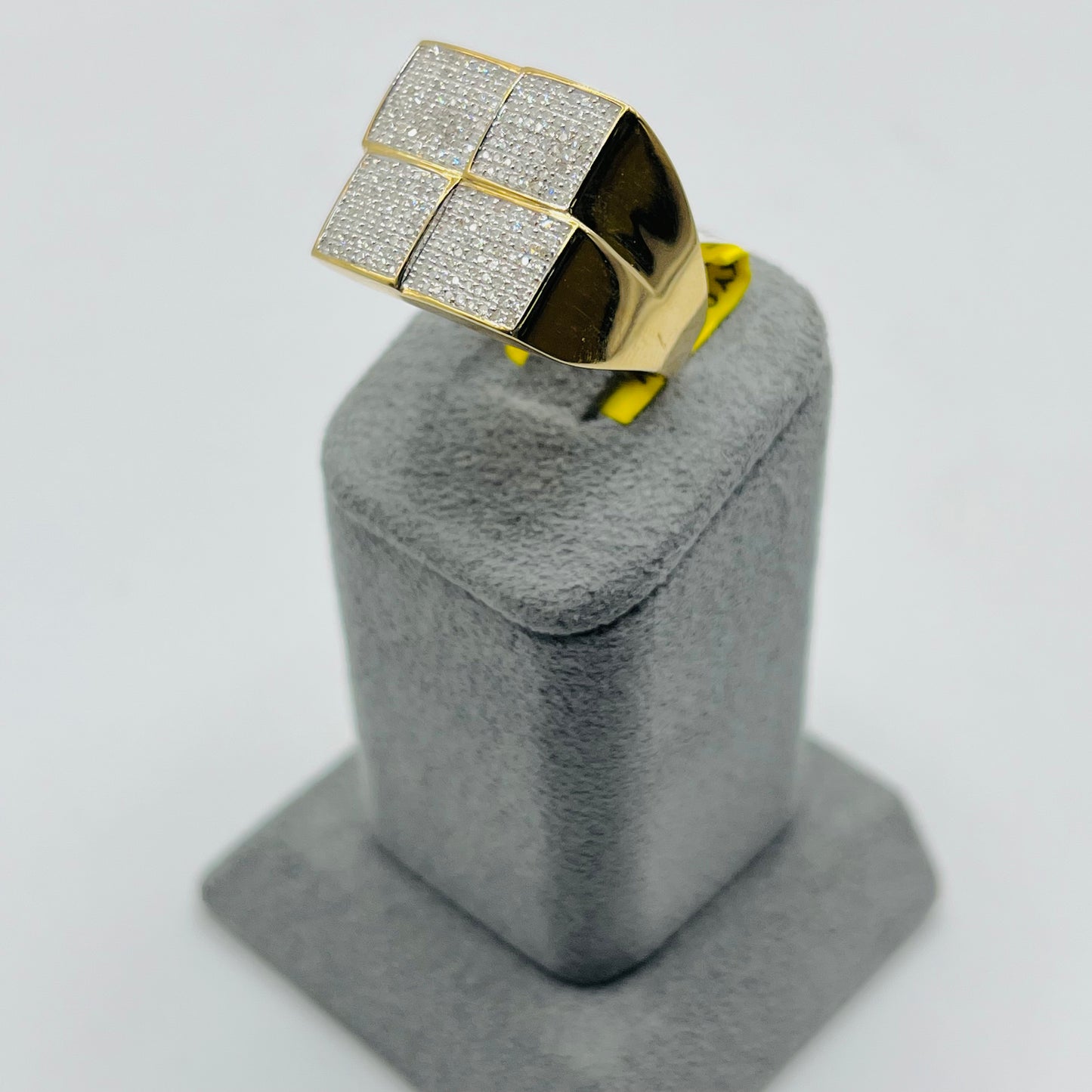 10k Gold Natural Diamond Stacked Cubes Ring