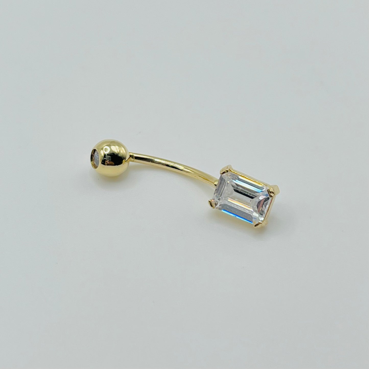 14k Gold Emerald Cz Belly Ring