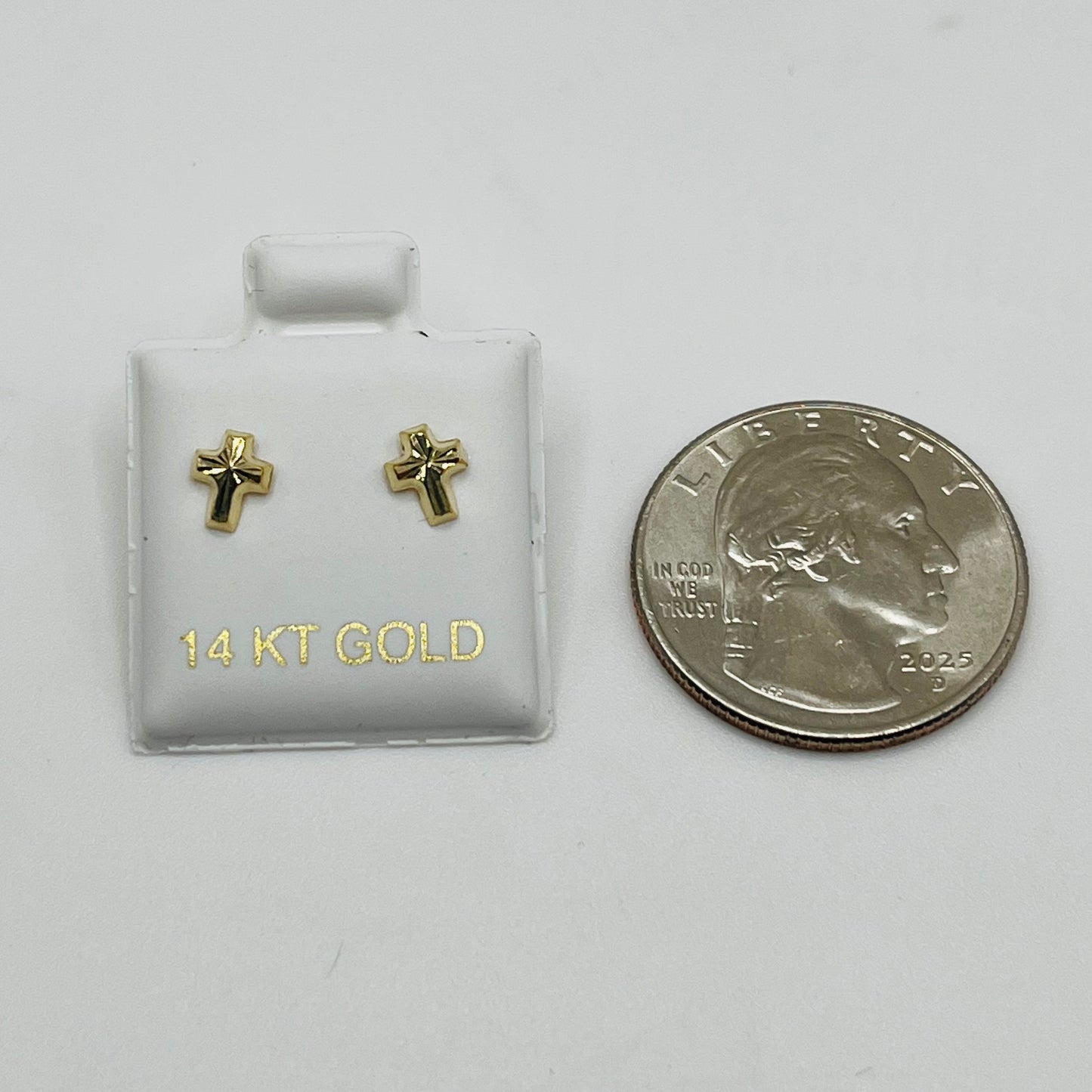 14k Gold Dc Cross Baby Earrings