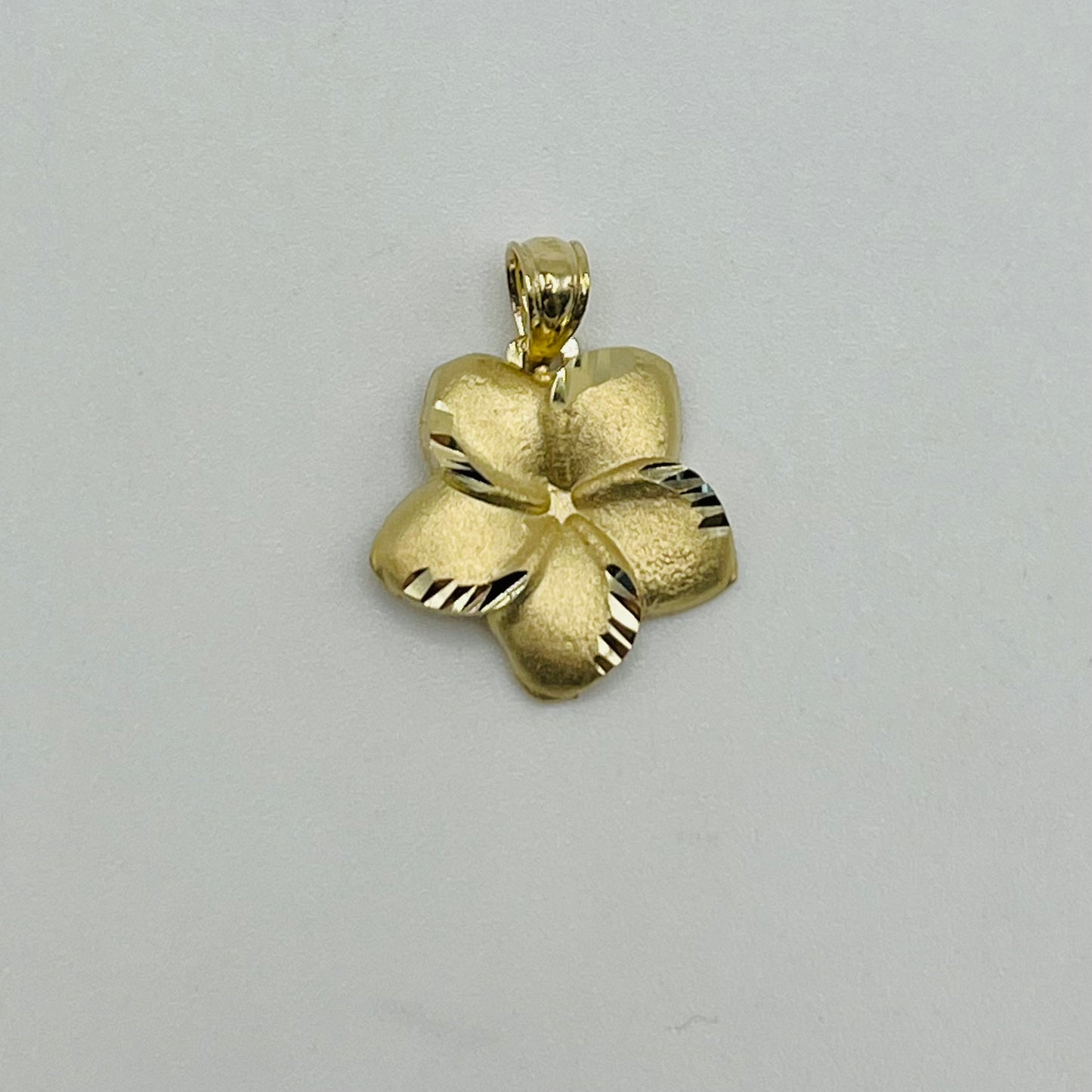 10k Gold Stonefinish Hibiscus Charm