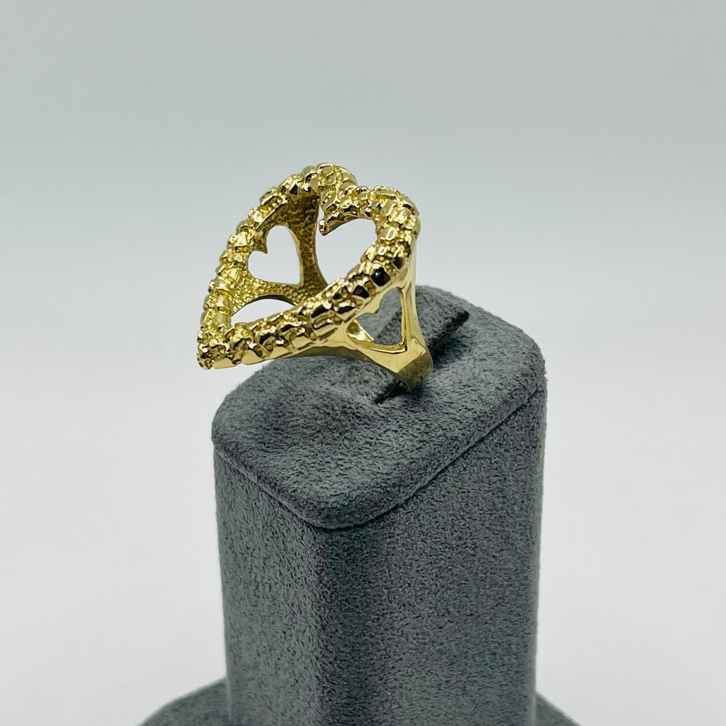 10k Gold XL Open Heart Nugget Ring