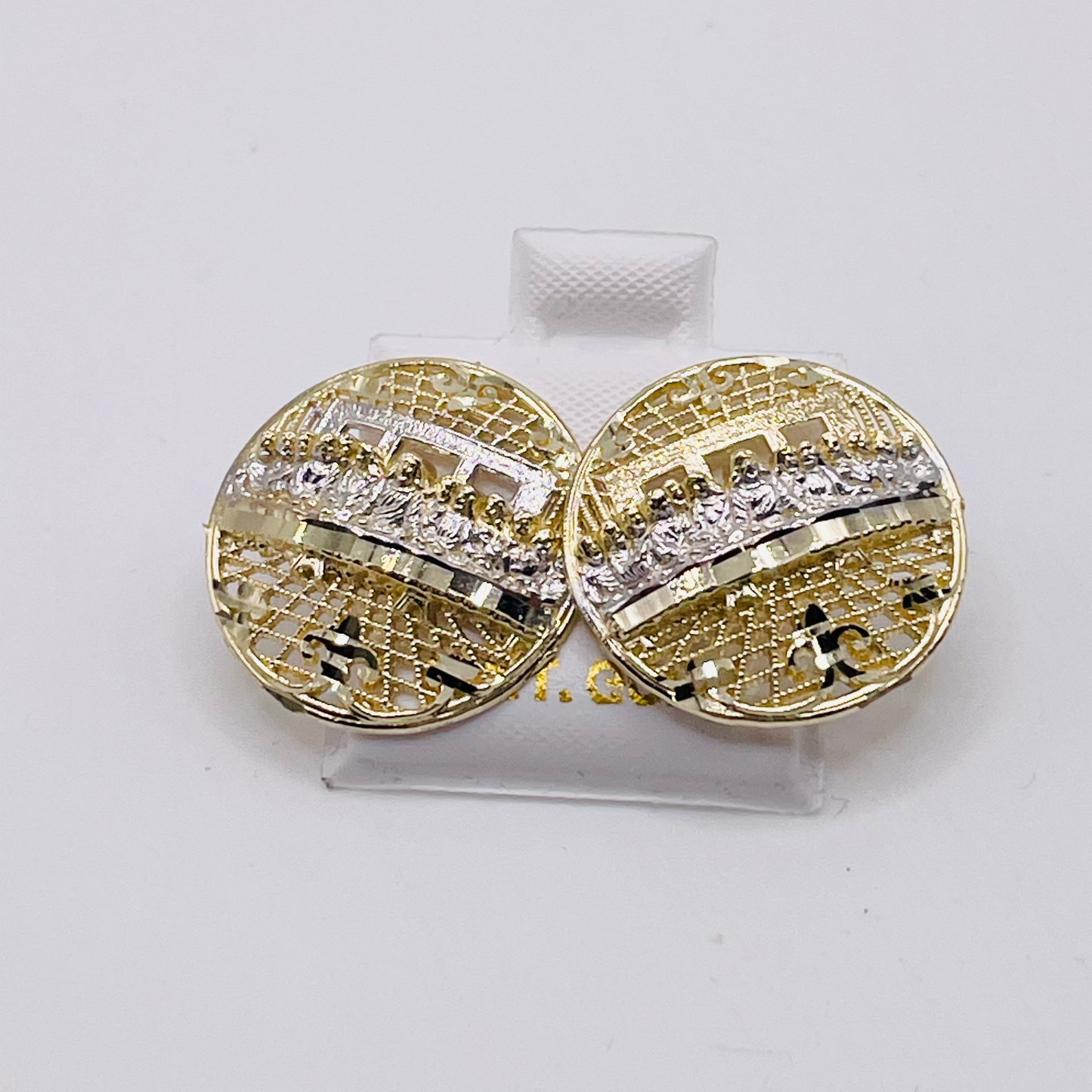 10K Last Supper Earrings (two tone / light)