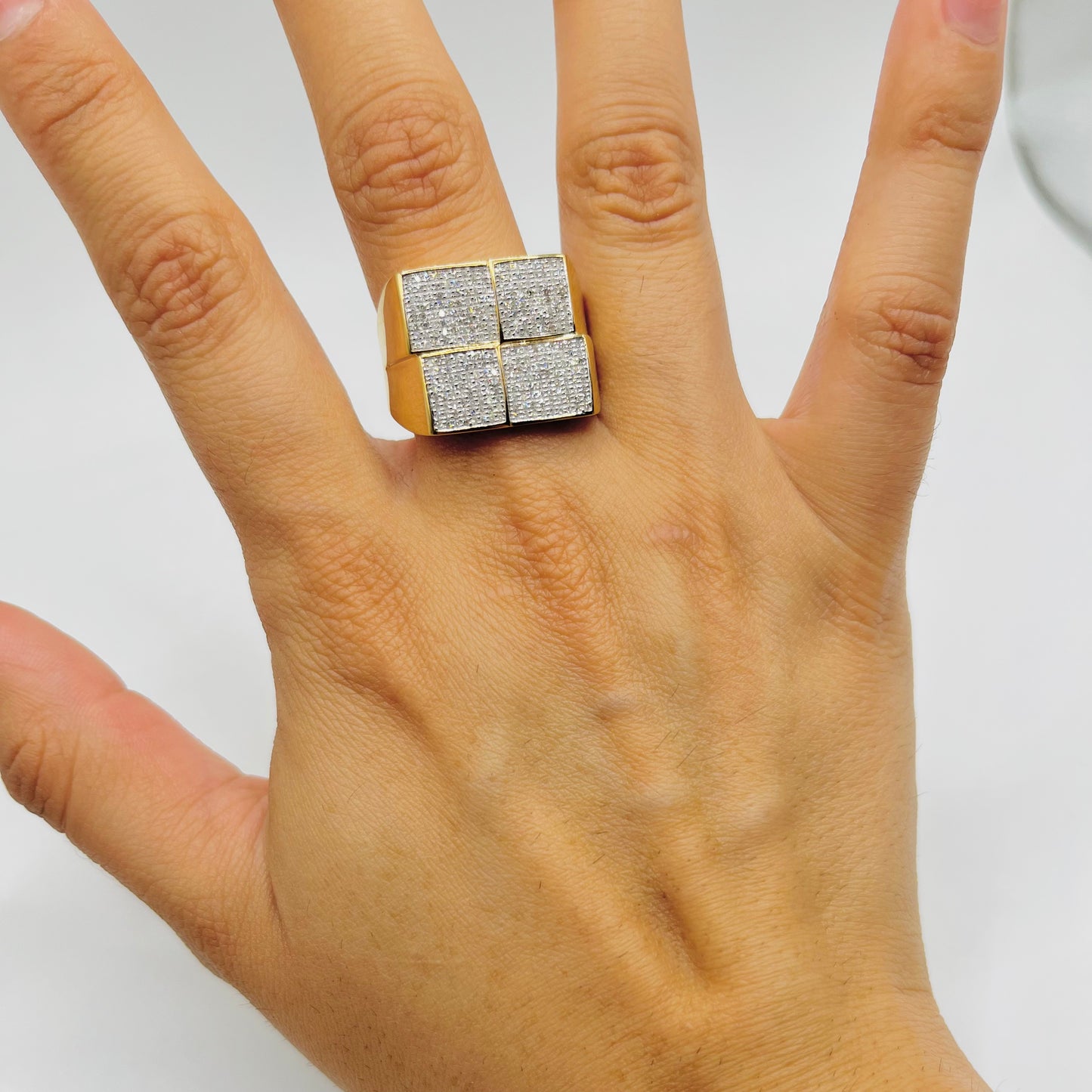 10k Gold Natural Diamond Stacked Cubes Ring
