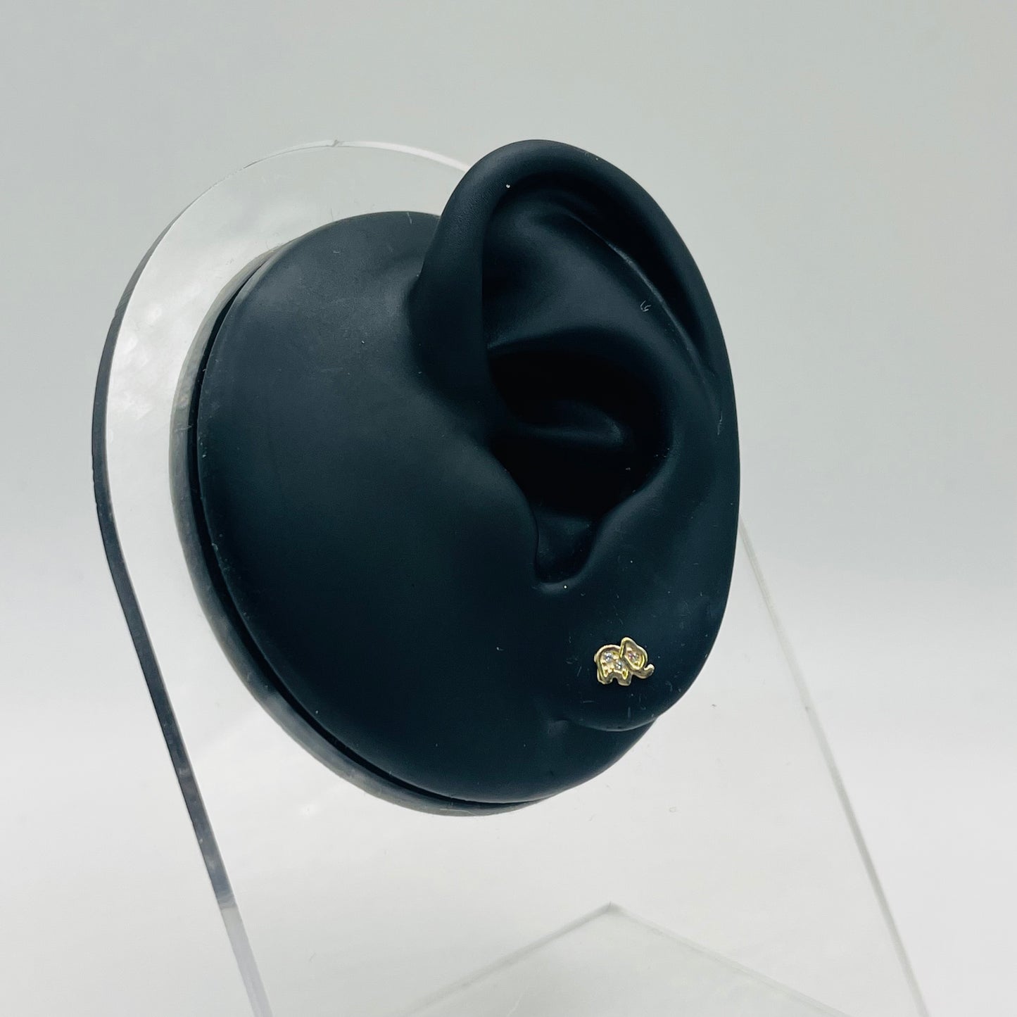 14k Gold Cz Elephant Baby Earrings