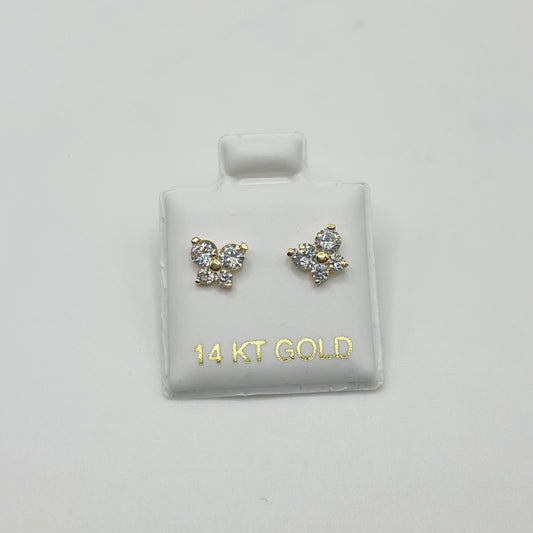 14k Gold Bright Butterfly Baby Earrings