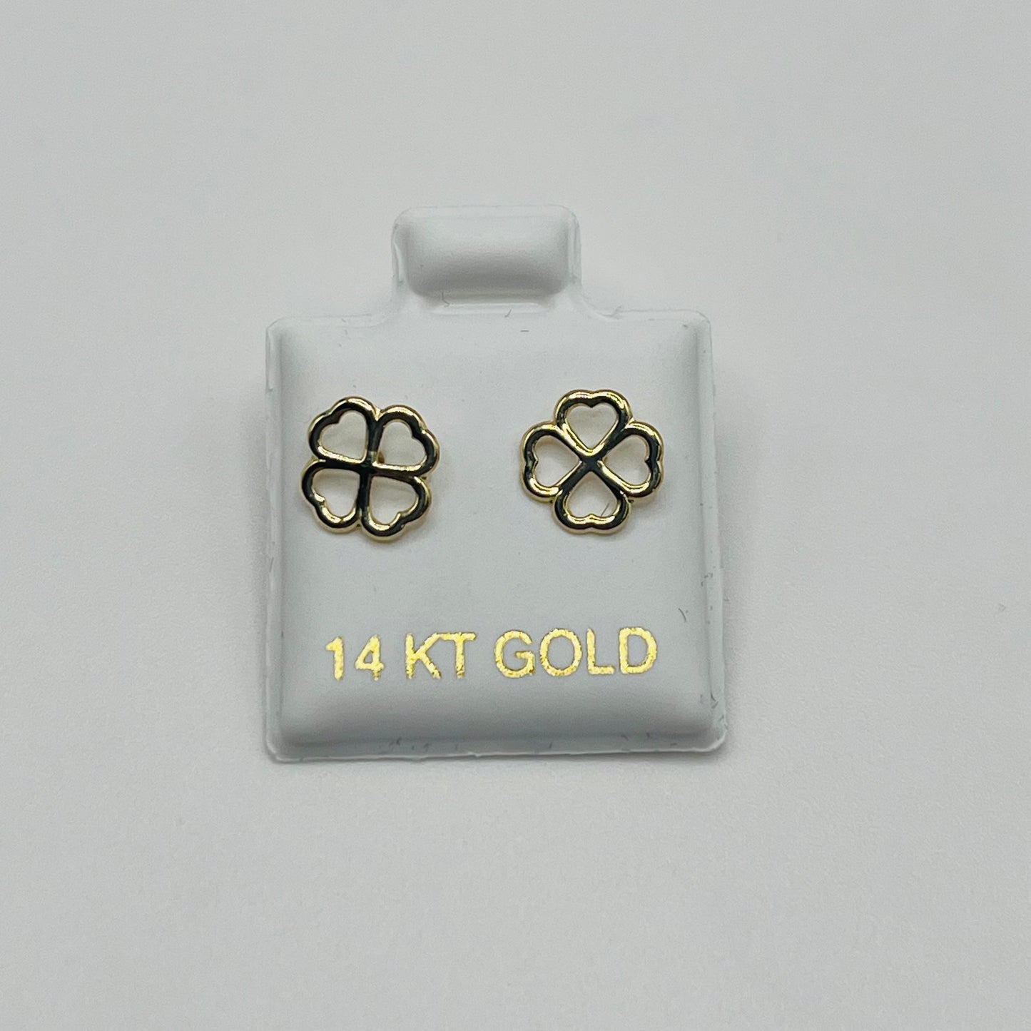 14k Gold Lucky Clover Baby Earrings