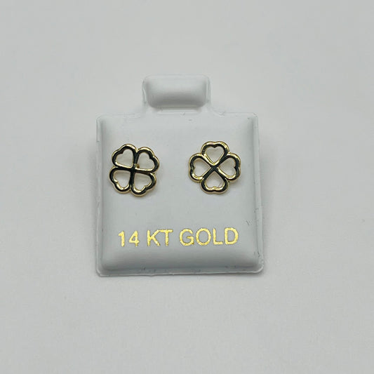 14k Gold Lucky Clover Baby Earrings