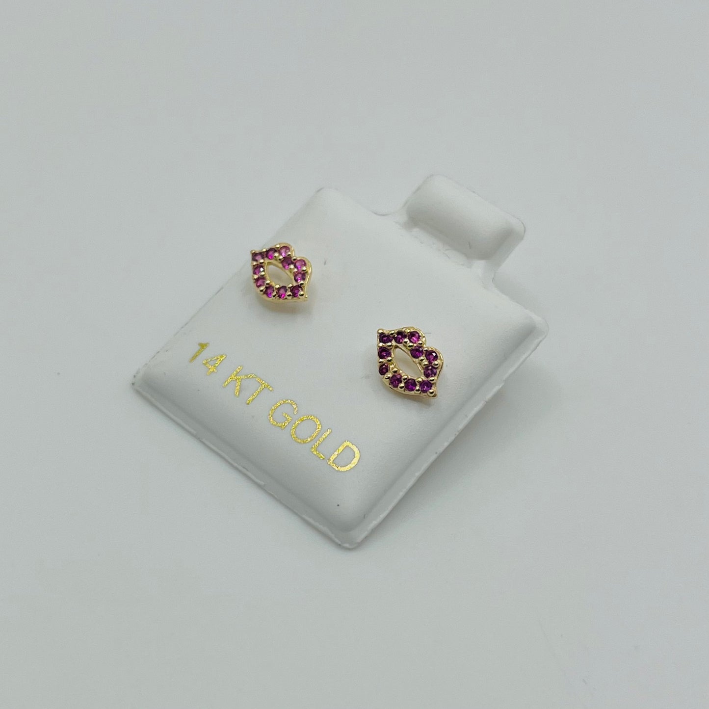 14k Gold CZ Kiss Screwback Earrings