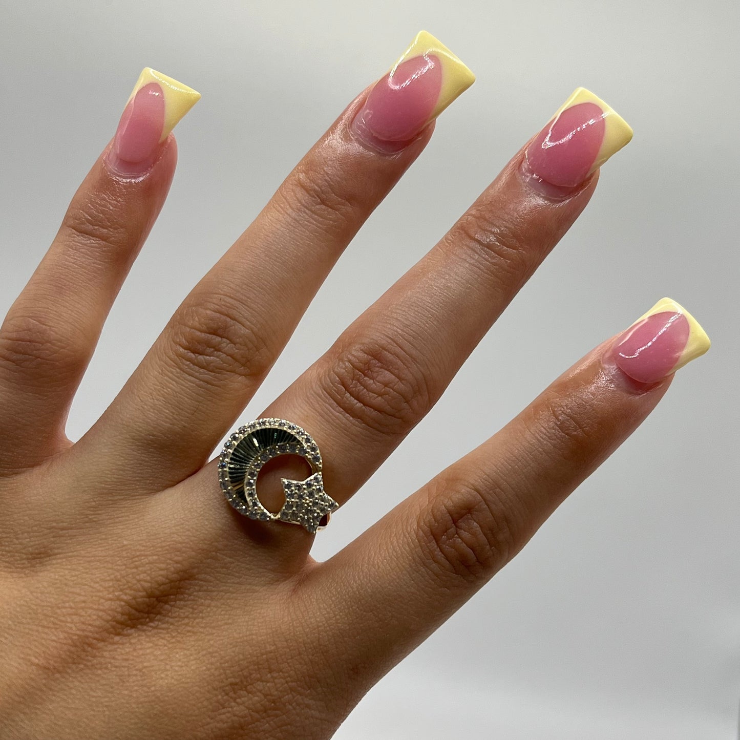 10k Gold Moon and Stars CZ Ring