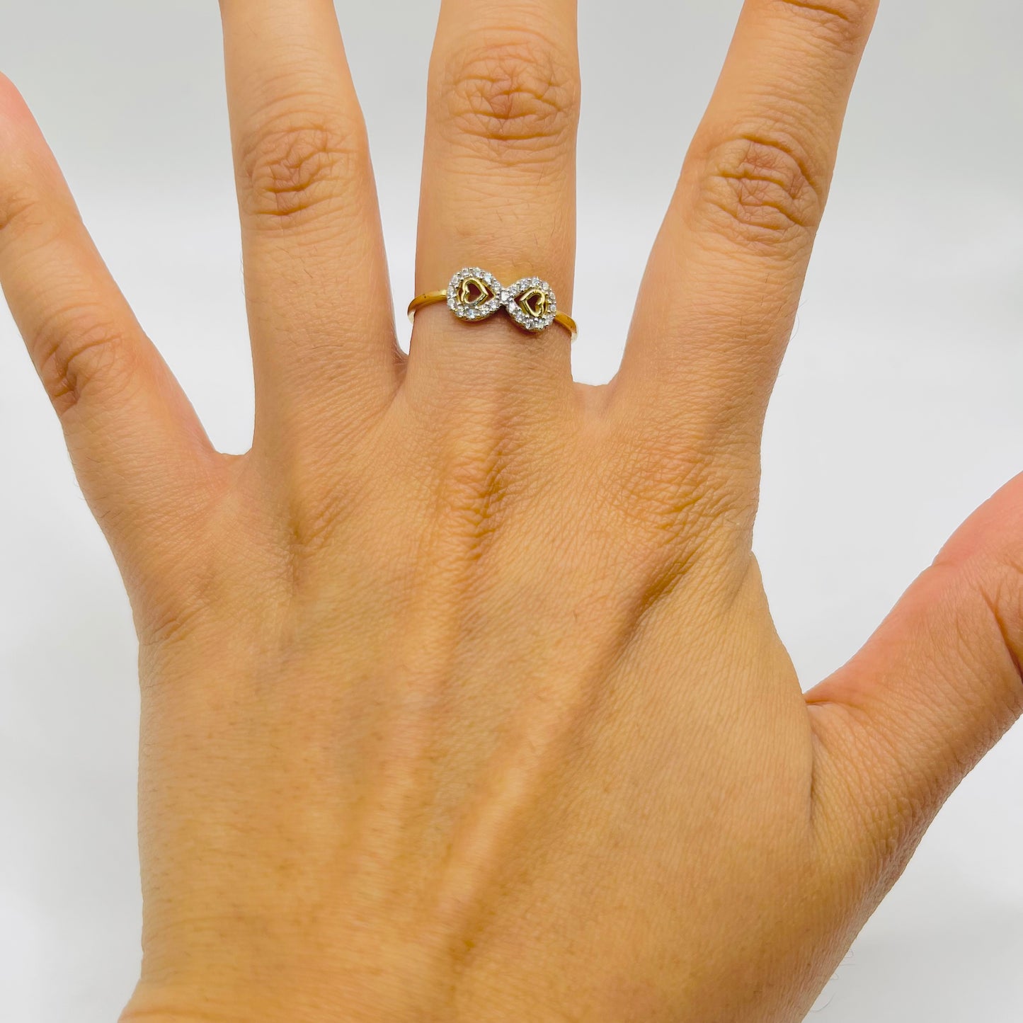 10K Gold CZ Infinity Heart Ring