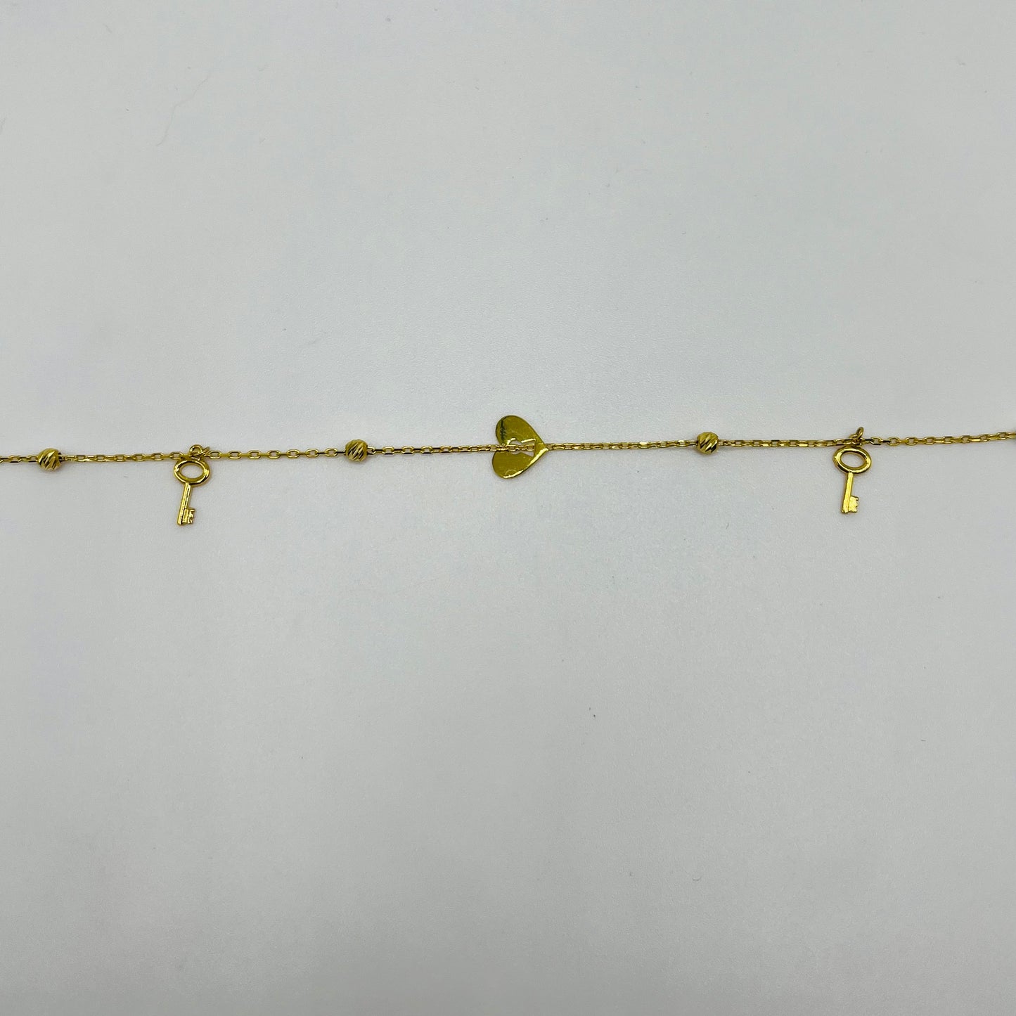 10k Gold Heart Lock and Key Anklet