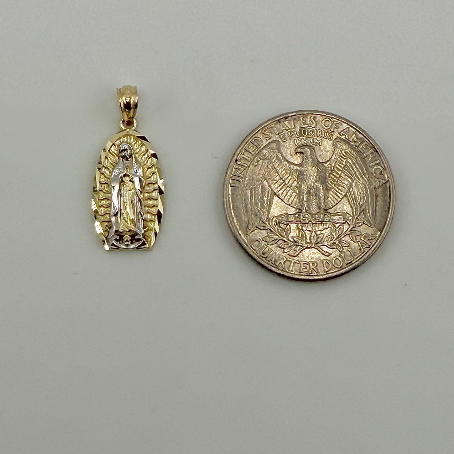 10K Gold Two tone Virgin Mary Charm