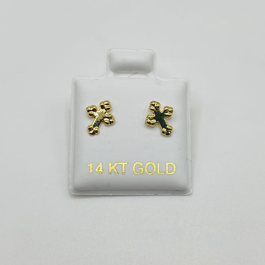 14k Gold Roman Cross Baby Earrings
