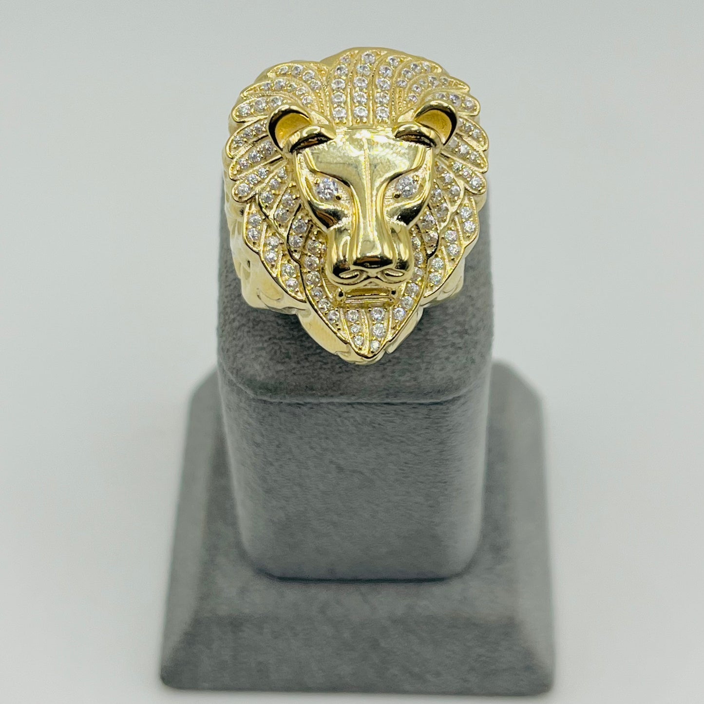 10K Gold Cz Lions Head Lightweight Ring (M)