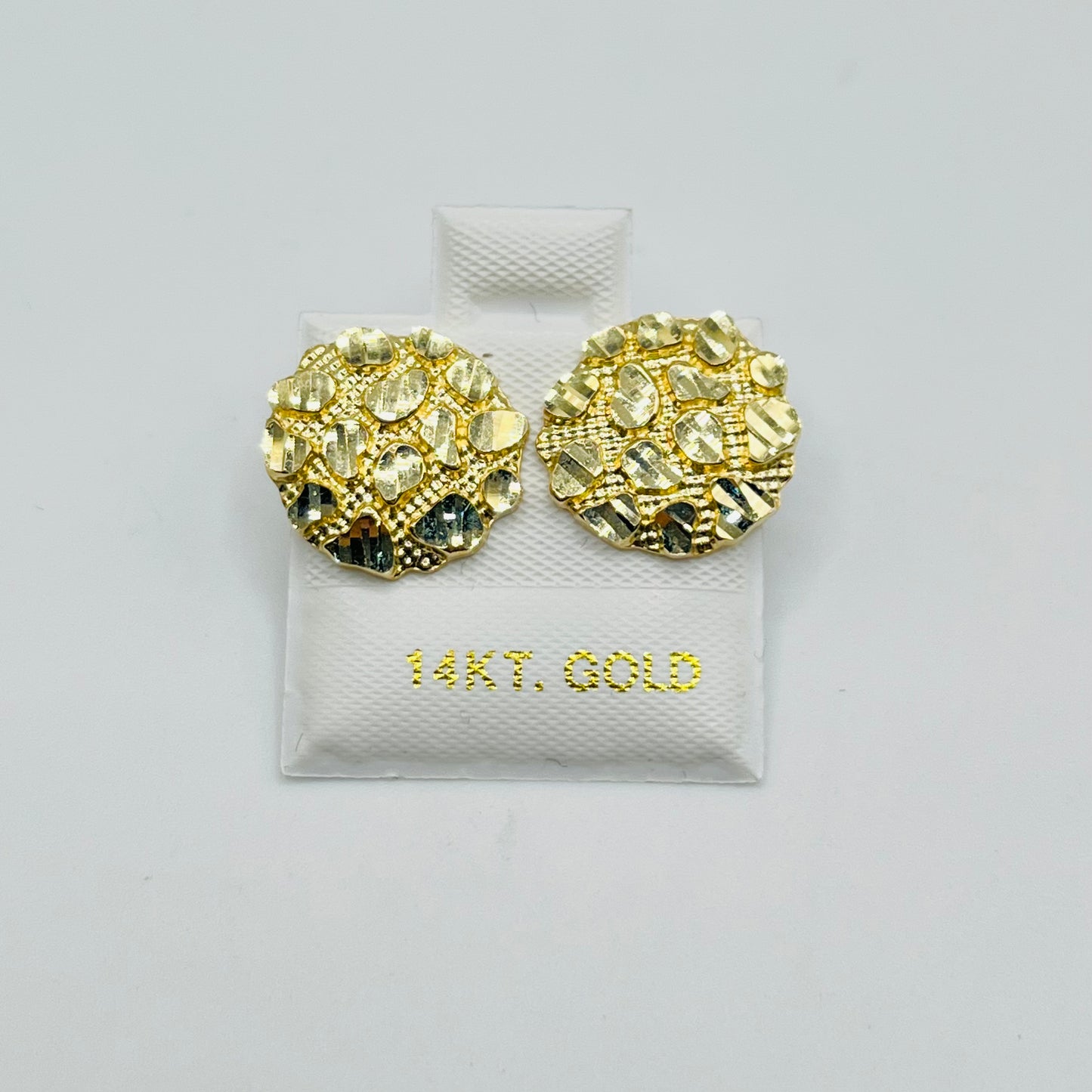14K Gold Round Nugget Earring (Lrg)