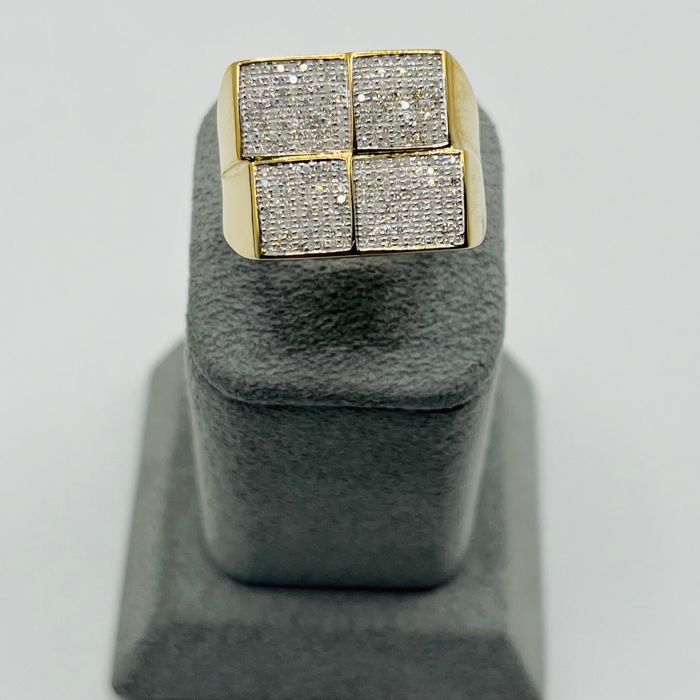 10k Gold Natural Diamond Stacked Cubes Ring