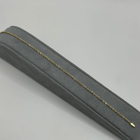 14k Gold 2mm Hollow Rope Bracelet