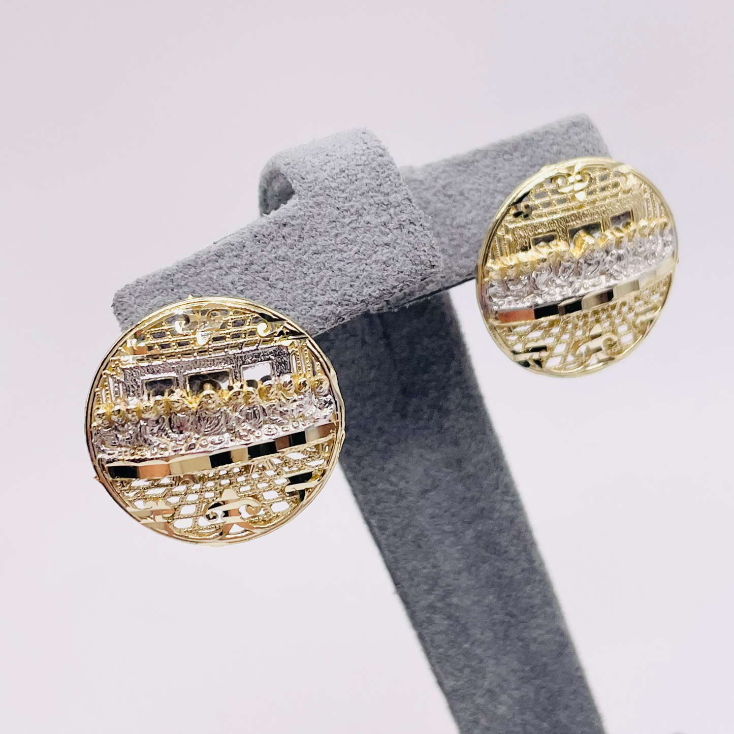 10K Last Supper Earrings (two tone / light)