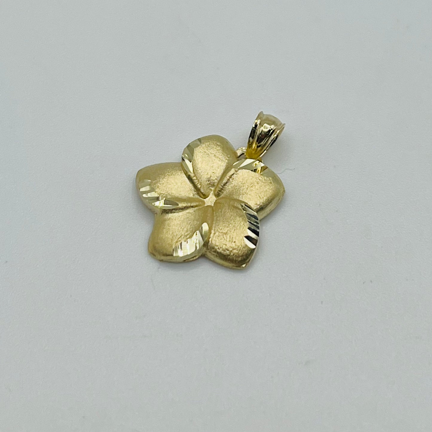 10k Gold Stonefinish Hibiscus Charm