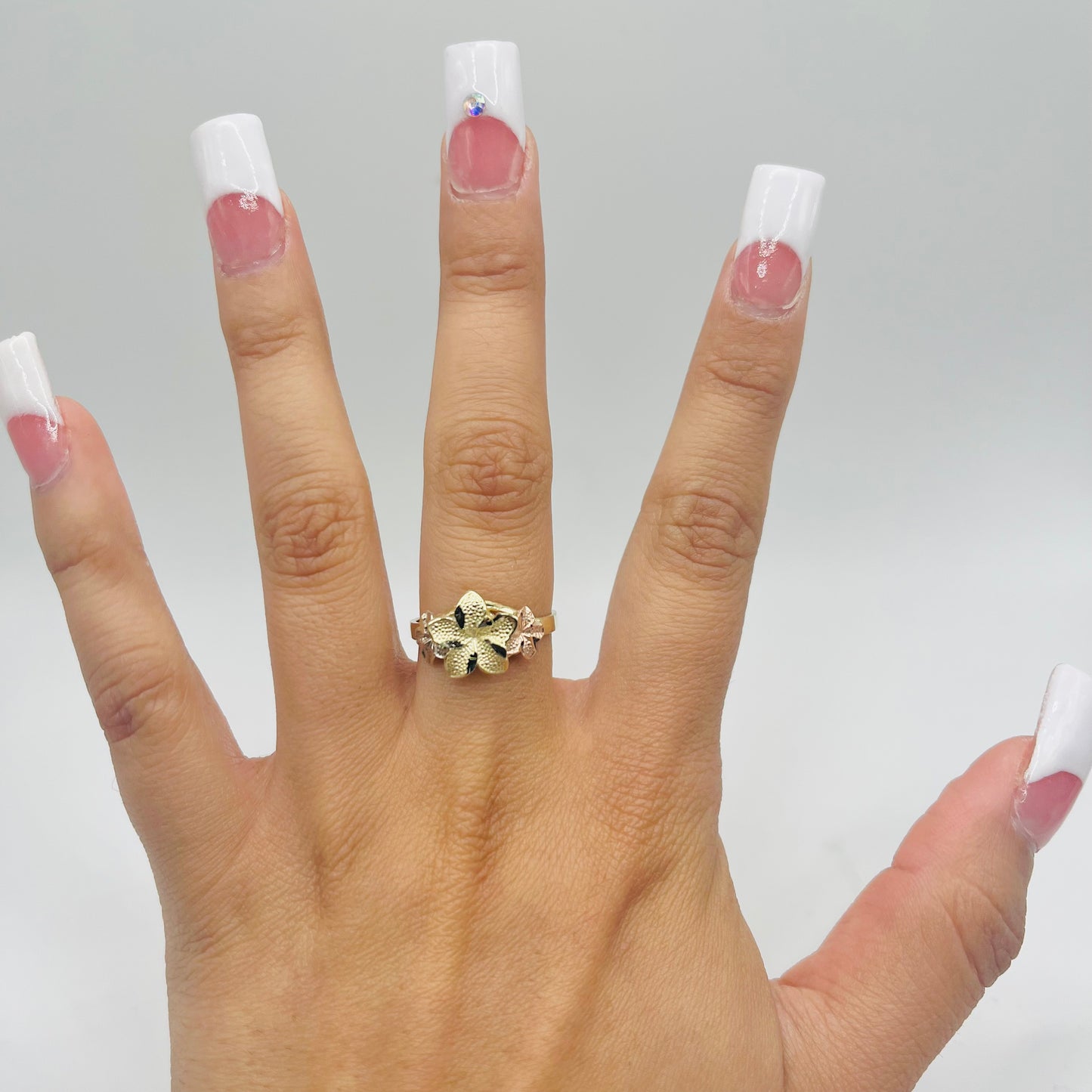 10k Gold Hibiscus Tri-color Ring