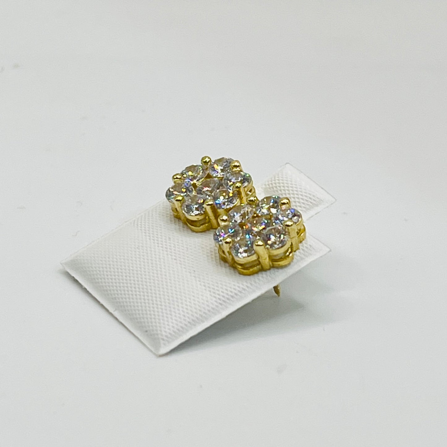 10K Gold CZ Flower Earrings (8mm)