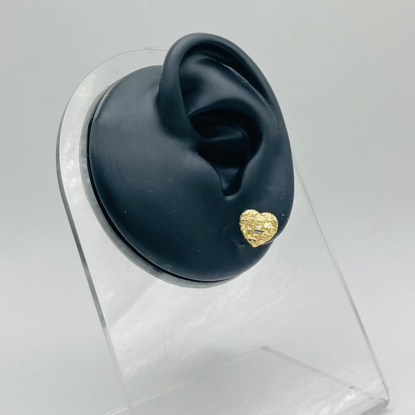 14K Gold Small Domed Heart Nugget Earrings (8mm)