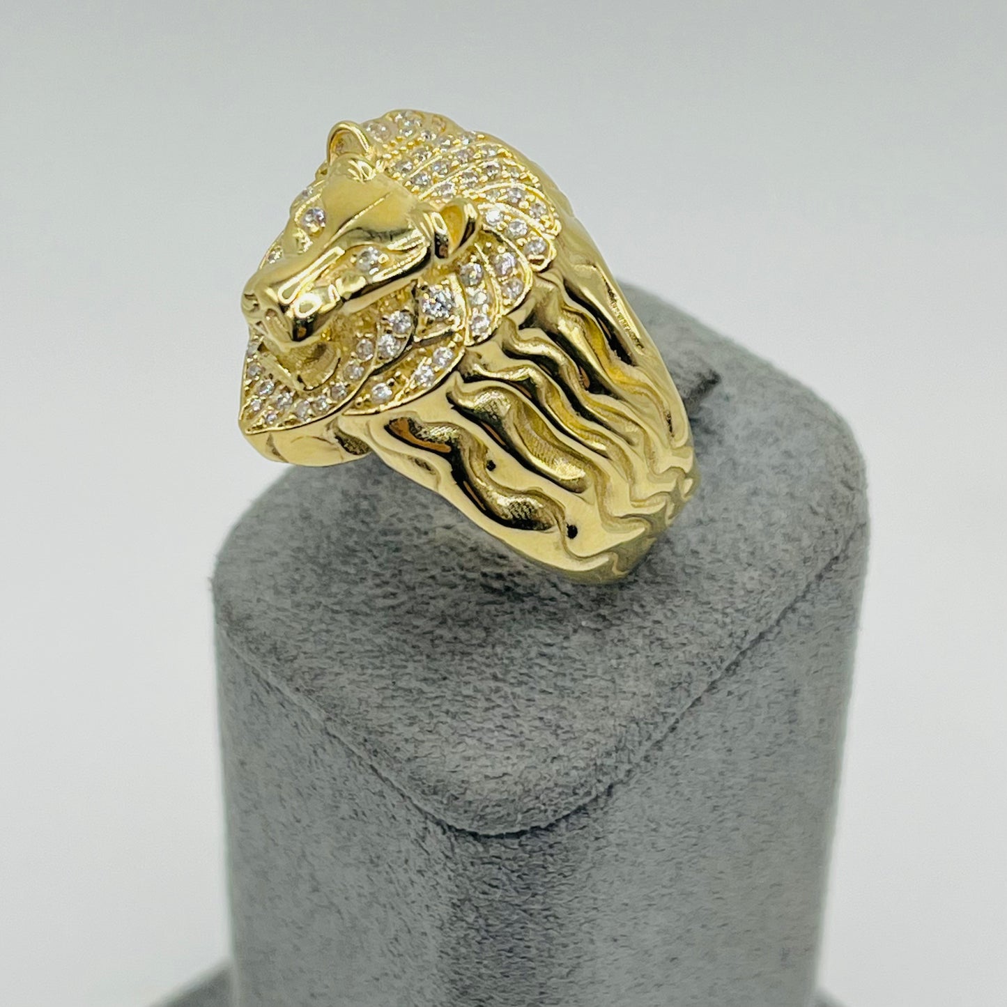 10K Gold Cz Lions Head Lightweight Ring (S)