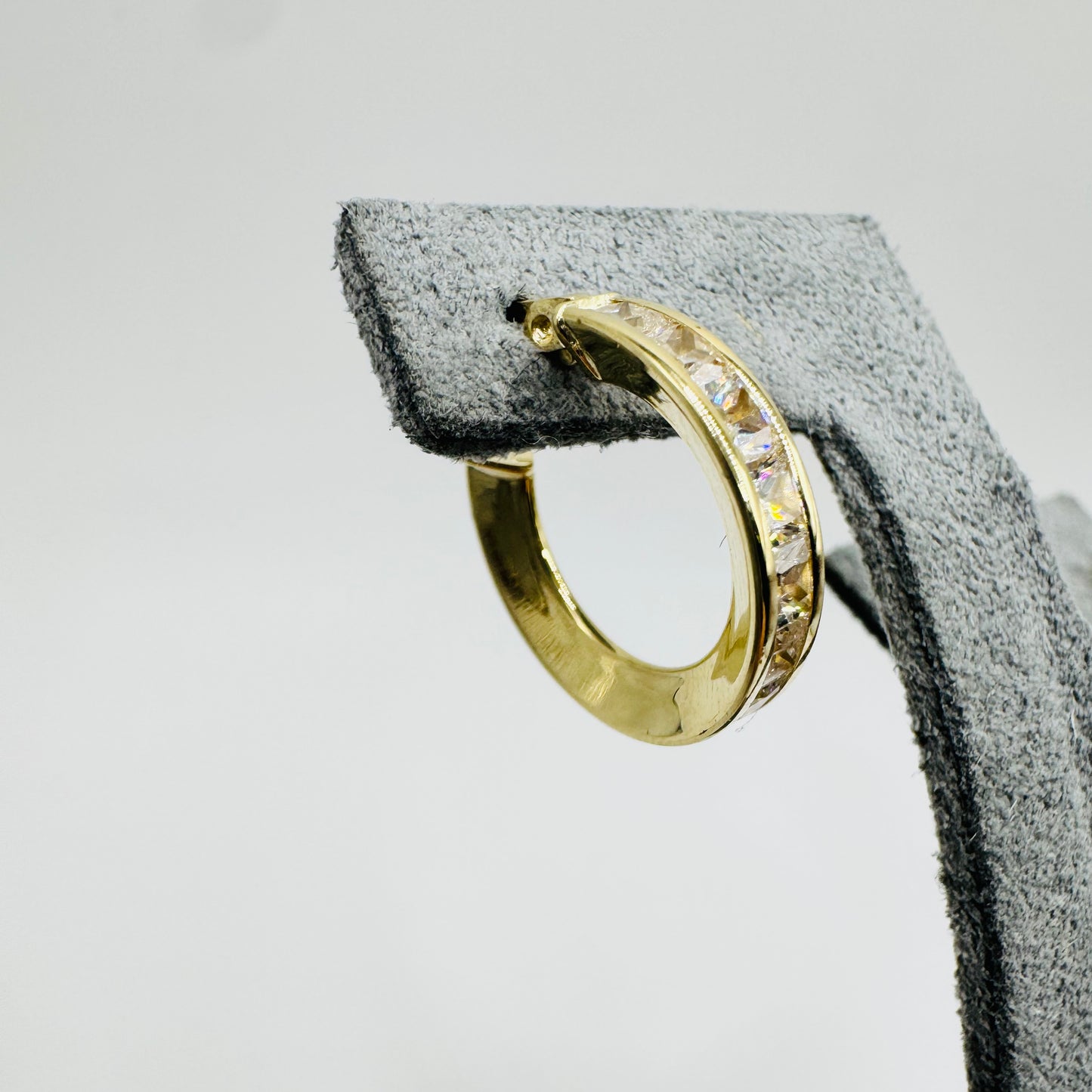 14K Gold Huggies with CZ (Thicker)