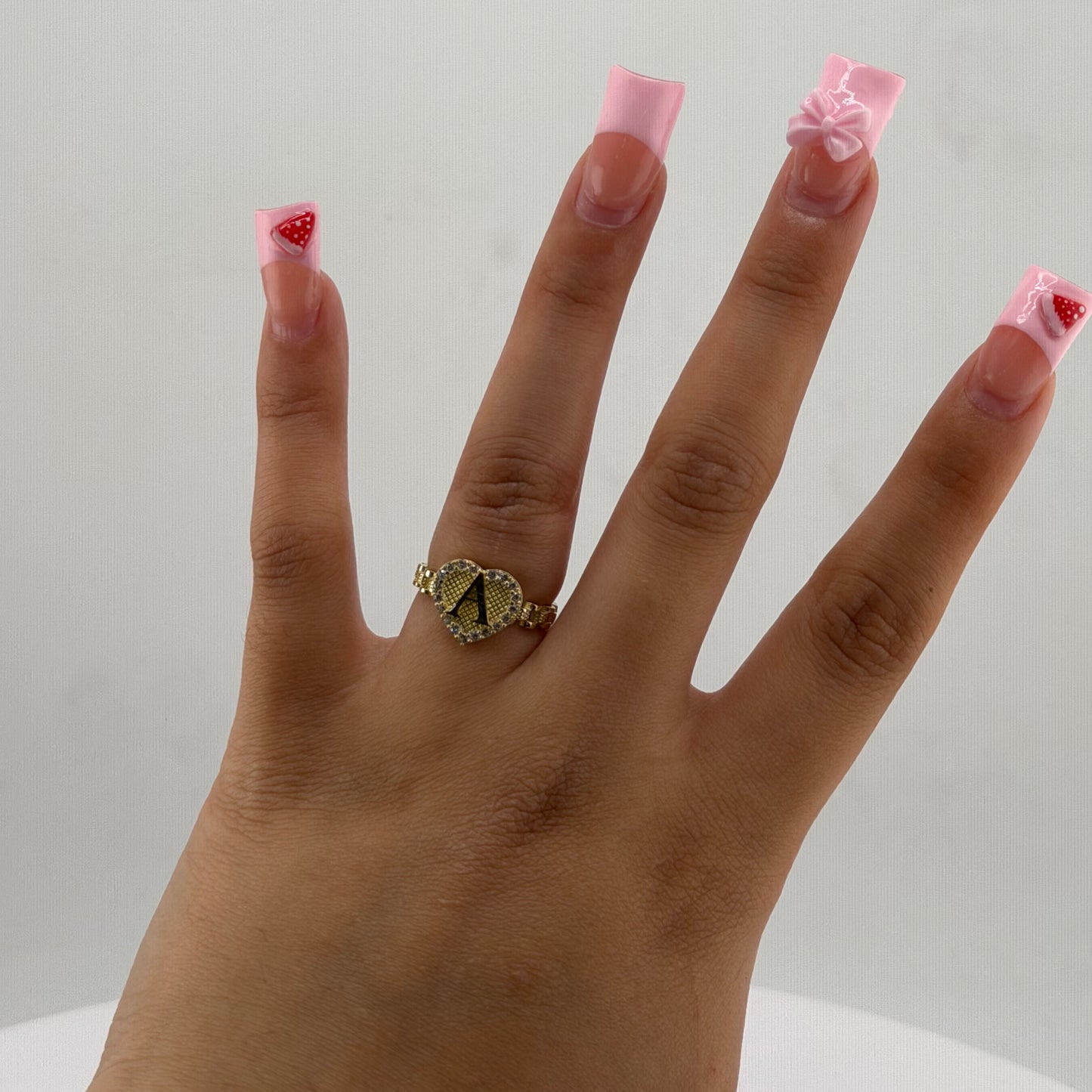 10k Gold Heartly Cz Initial Rx Band Ring